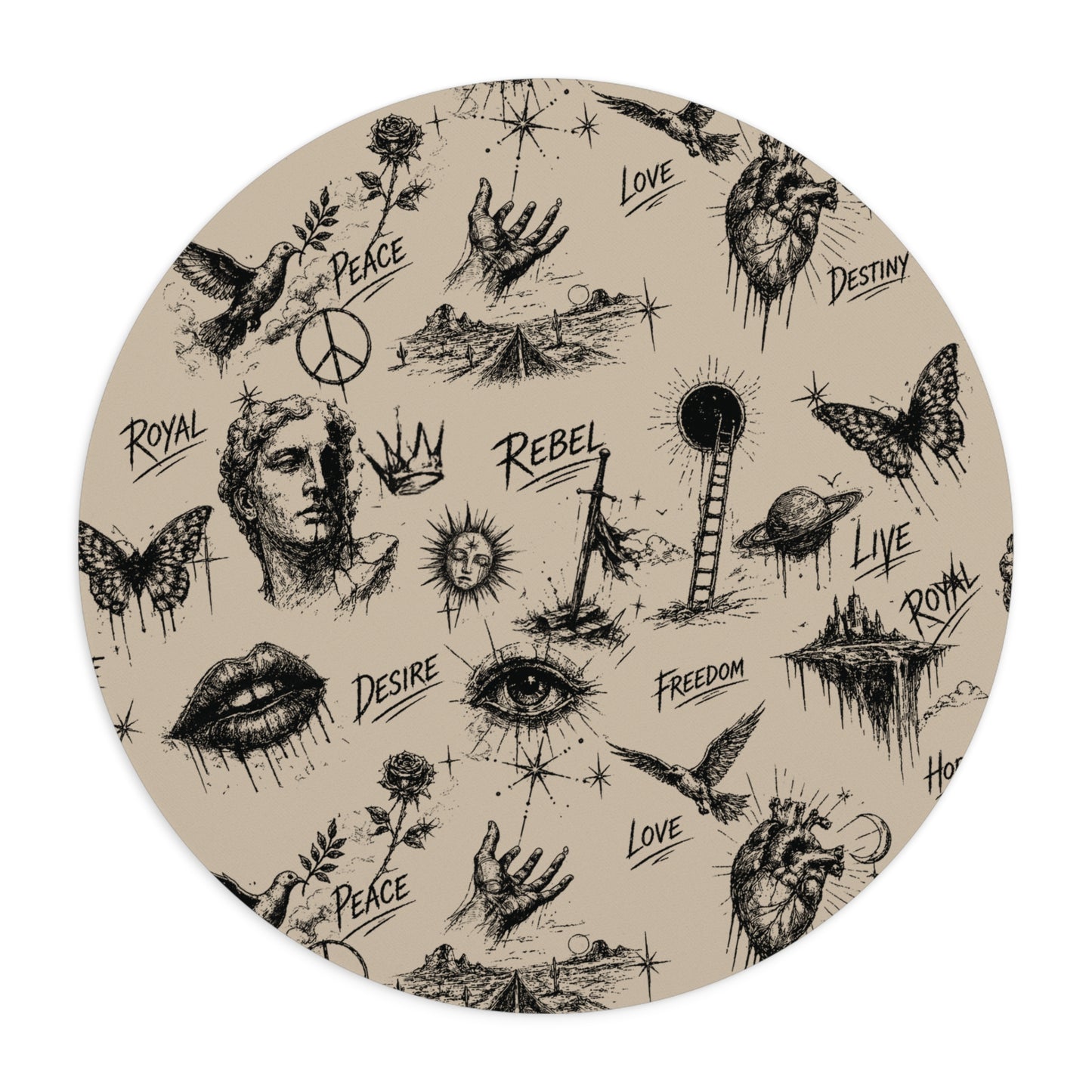 Rebel Sketch Black Mouse Pad - Stylish & Durable