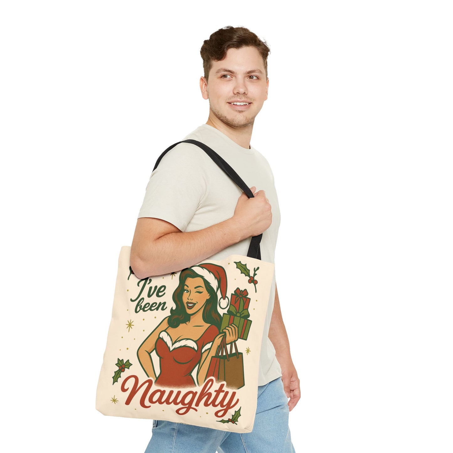 "I've Been Naughty" and "Keep Calm and Shop On" - 2 Printed Sided Holiday Tote Bag -