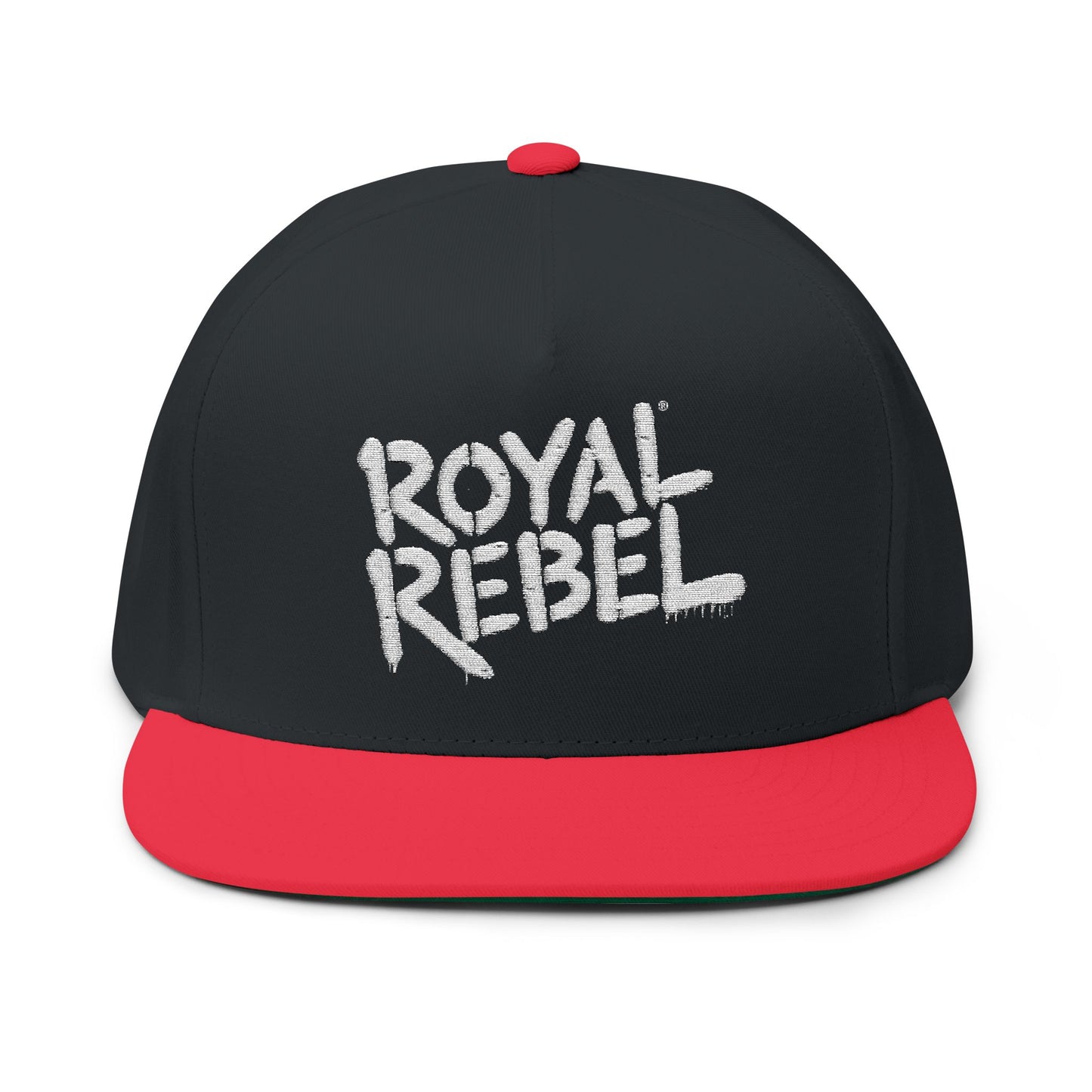 Royal Rebel® Embroidered Flat Bill Cap - Trendy Streetwear Hat for Fashion Enthusiasts