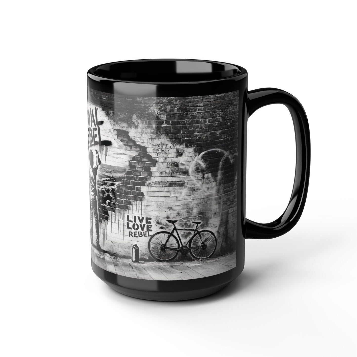 Royal Rebel® Black Mug - 15oz, Live Love Rebel™ Design