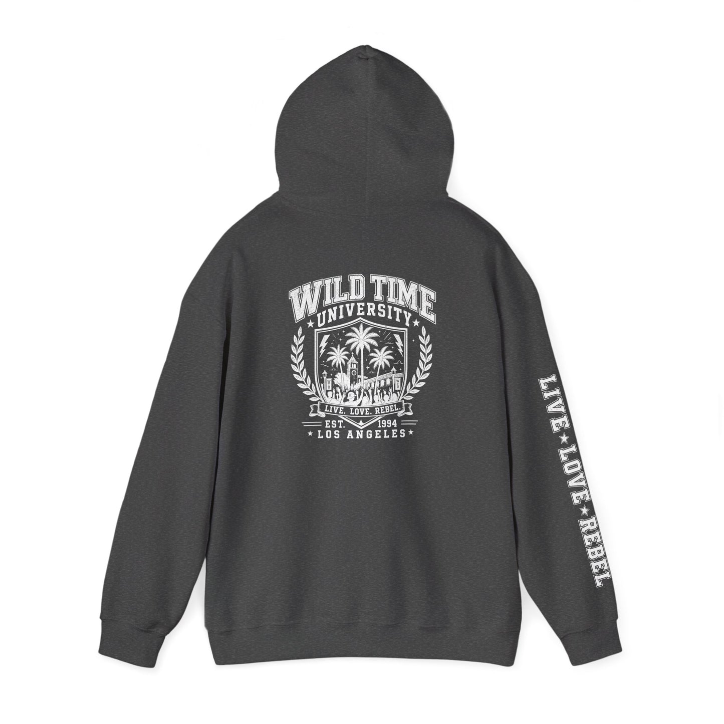 Wild Time™ University Unisex Hoodie - College Inspired Graphic Sweatshirt for the Rebel at Heart