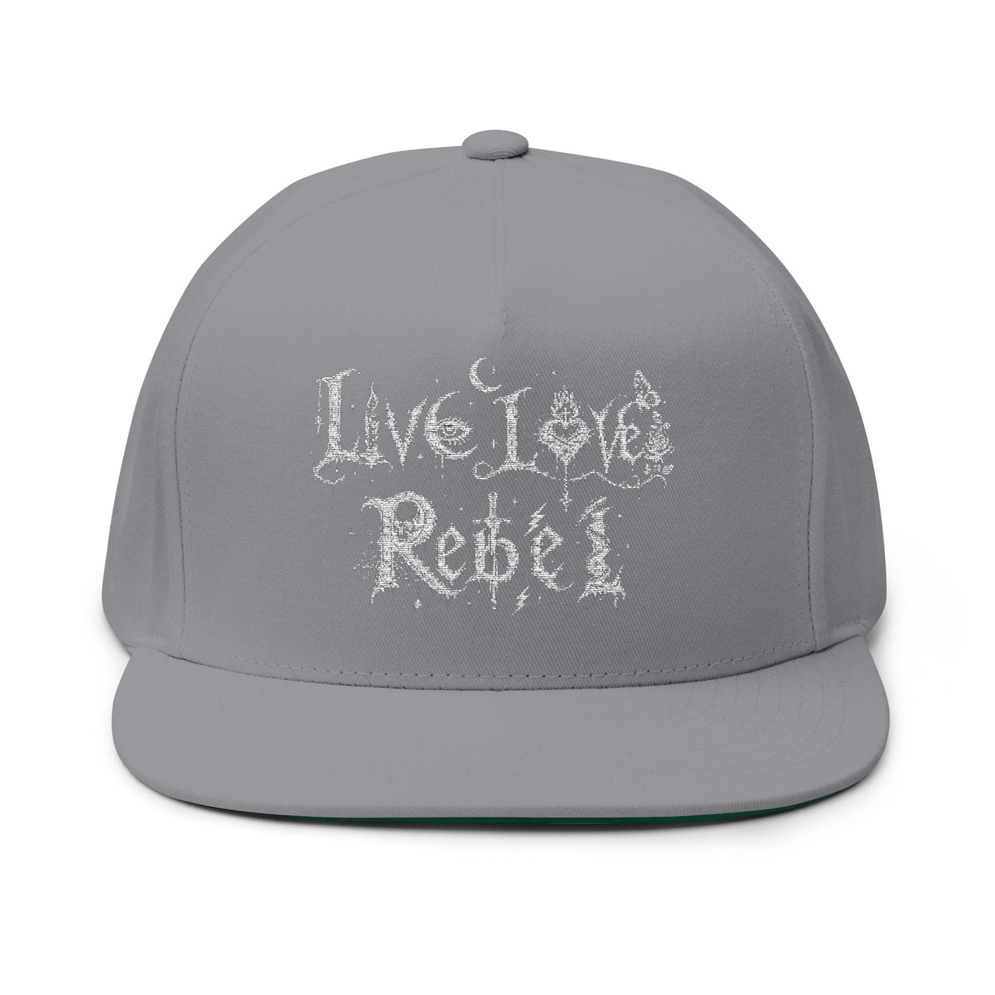 Ethereal Live Love Rebel® Sketch -Embroidered Flat Bill Cap