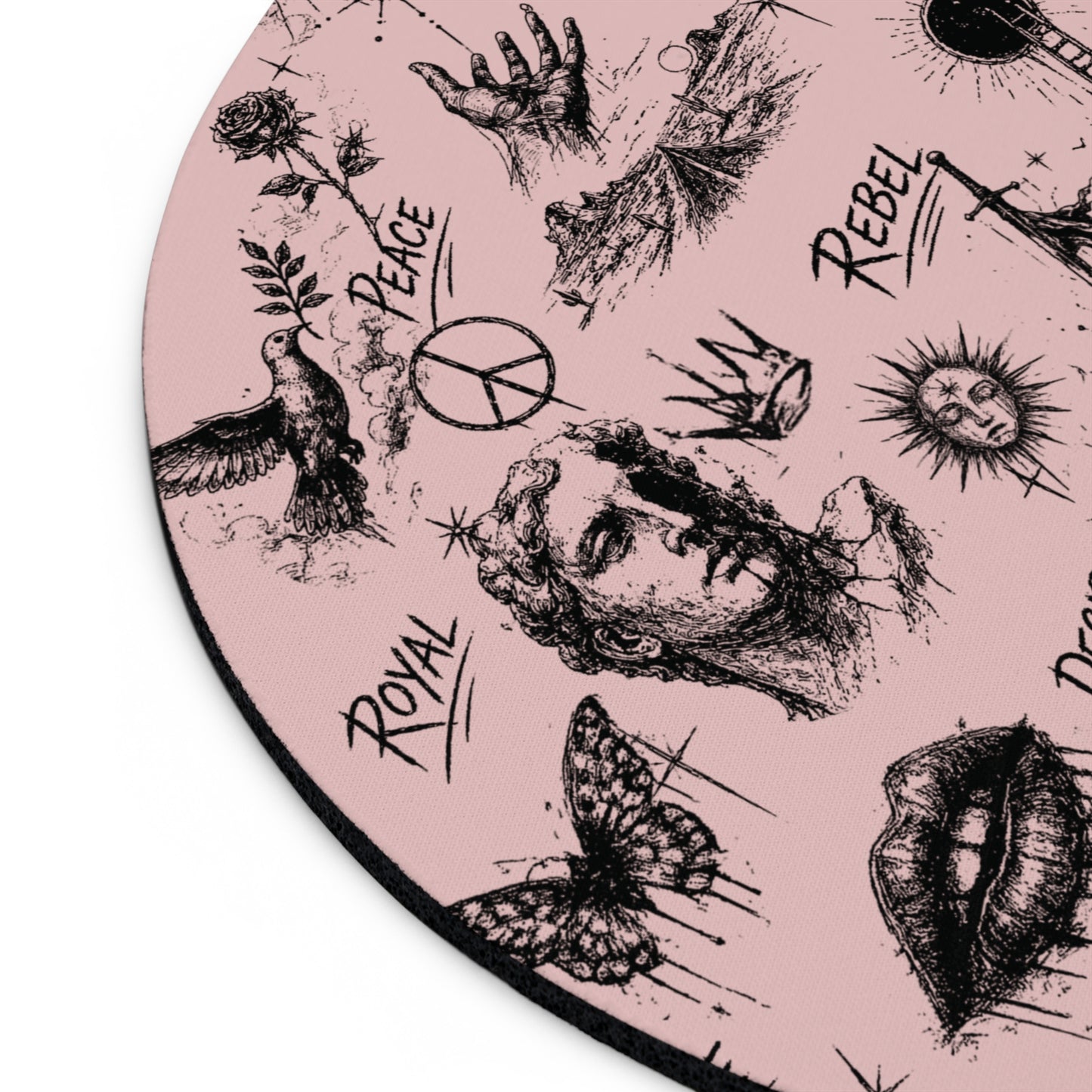 Rebel Sketch Black Mouse Pad - Stylish & Durable