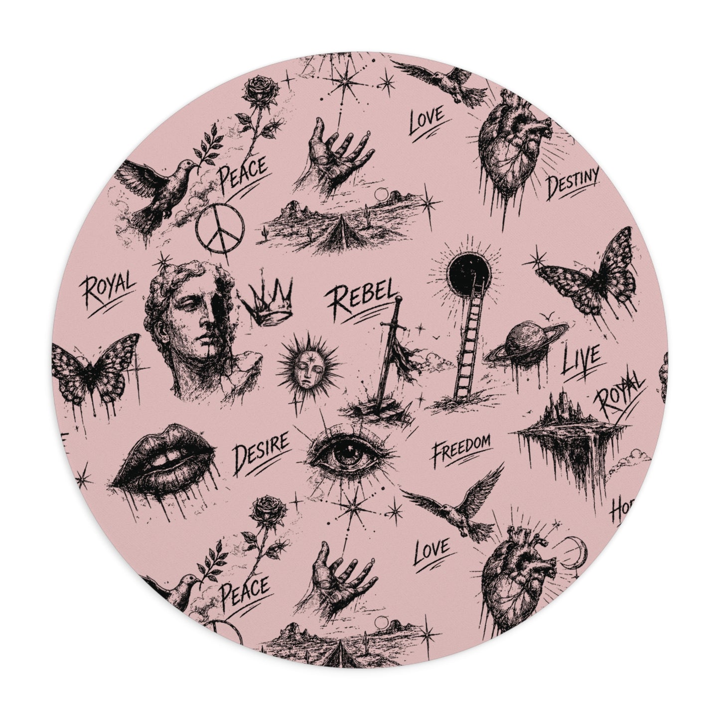 Rebel Sketch Black Mouse Pad - Stylish & Durable