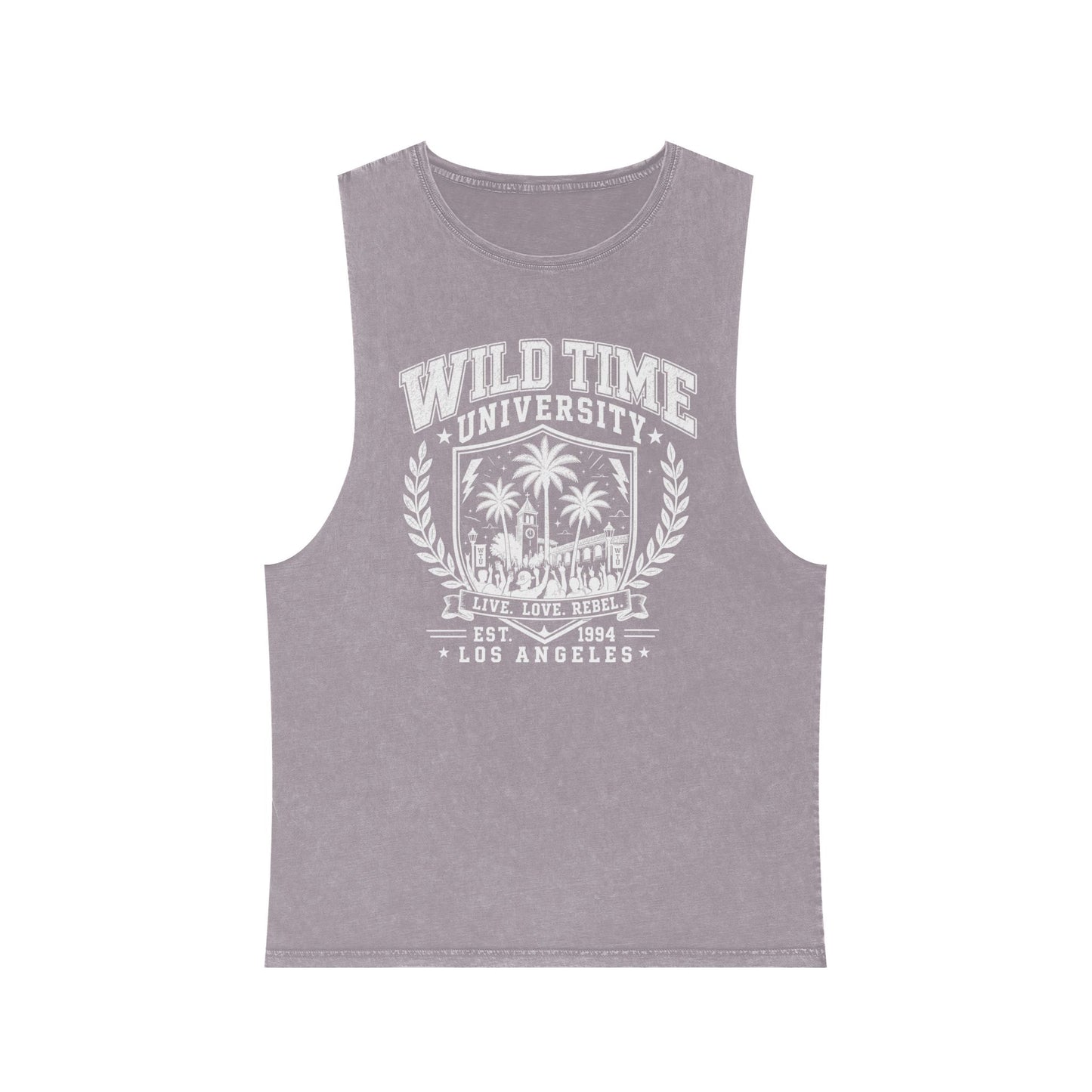Wild Time™ University" Stonewashed Tank - College Inspired Graphic Sweatshirt for the Rebel at Heart