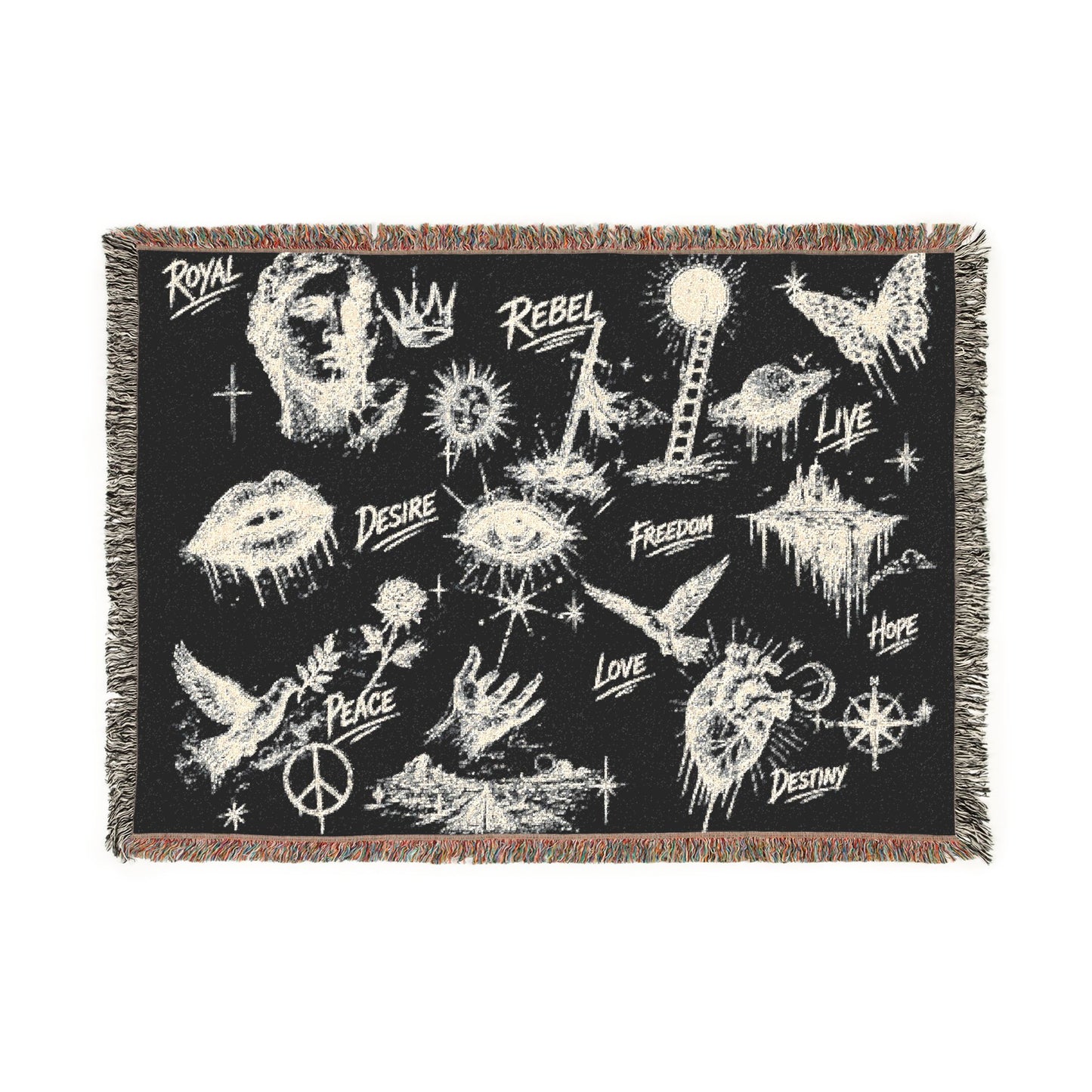 Rebel Sketch Woven Blanket - Cozy Art for the Bold Soul
