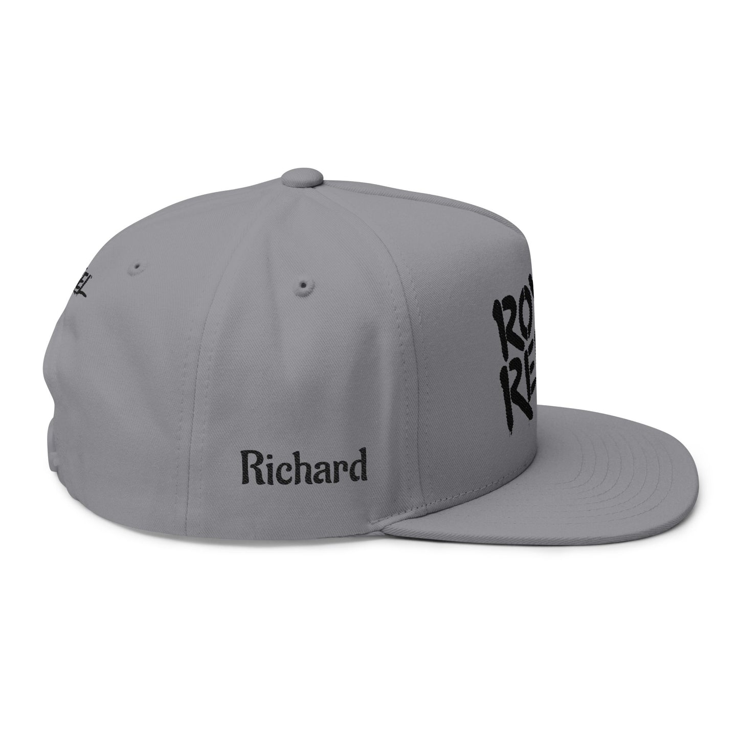 Personalized Name - Royal Rebel® Embroidered Flat Bill Cap - Trendy Streetwear Hat for Fashion Enthusiasts