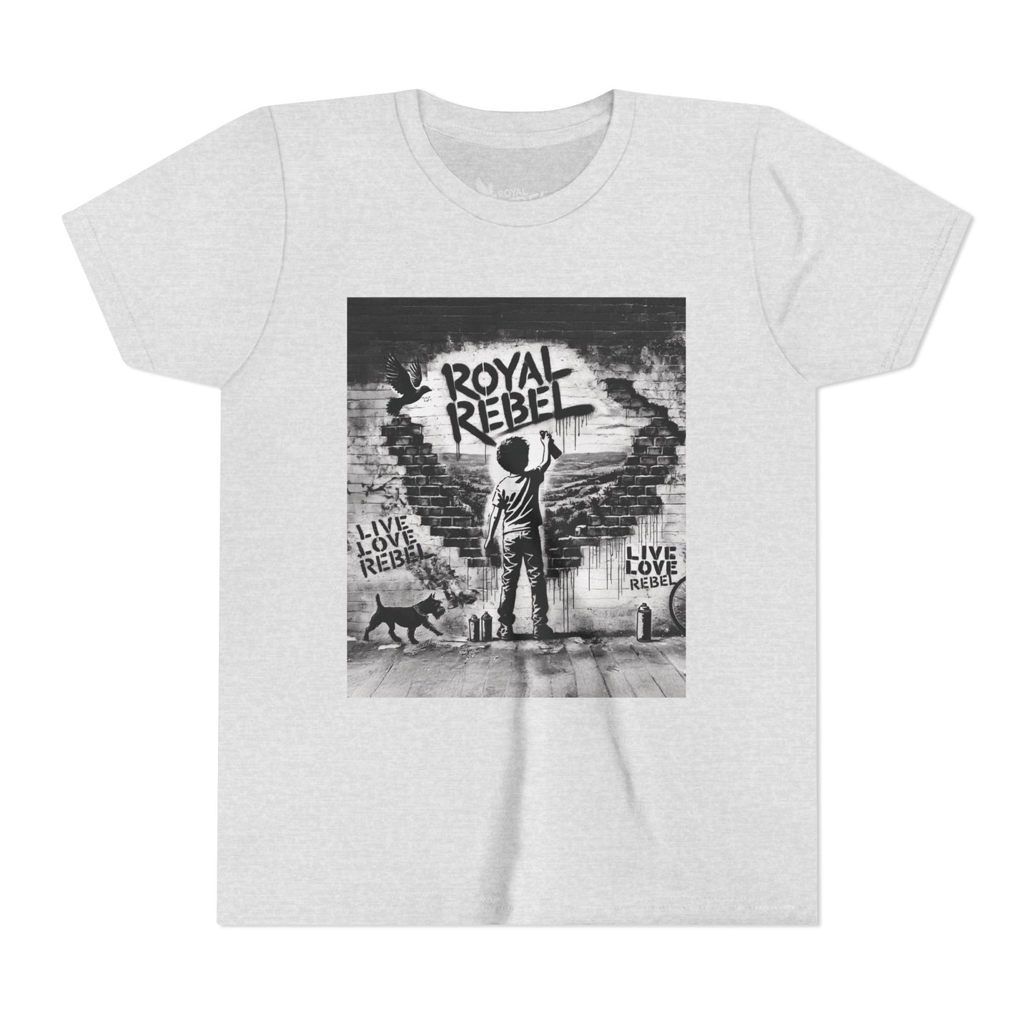 Royal Rebel Graffiti Youth Tee — Kids' Graphic Skate Streetwear T-Shirt
