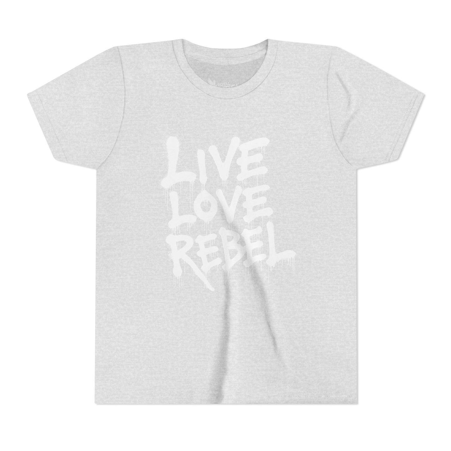 Live Love Rebel Youth Tee — Kids' Graphic Spray Paint Design