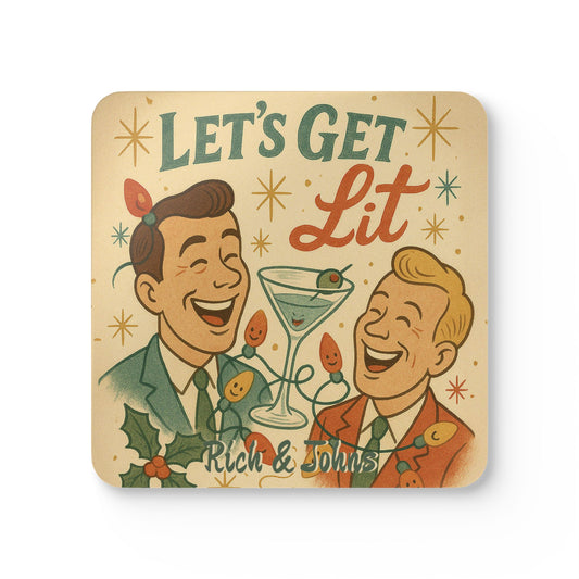 Personalized Names - "Let's Get Lit" 4 Piece Coaster Set
