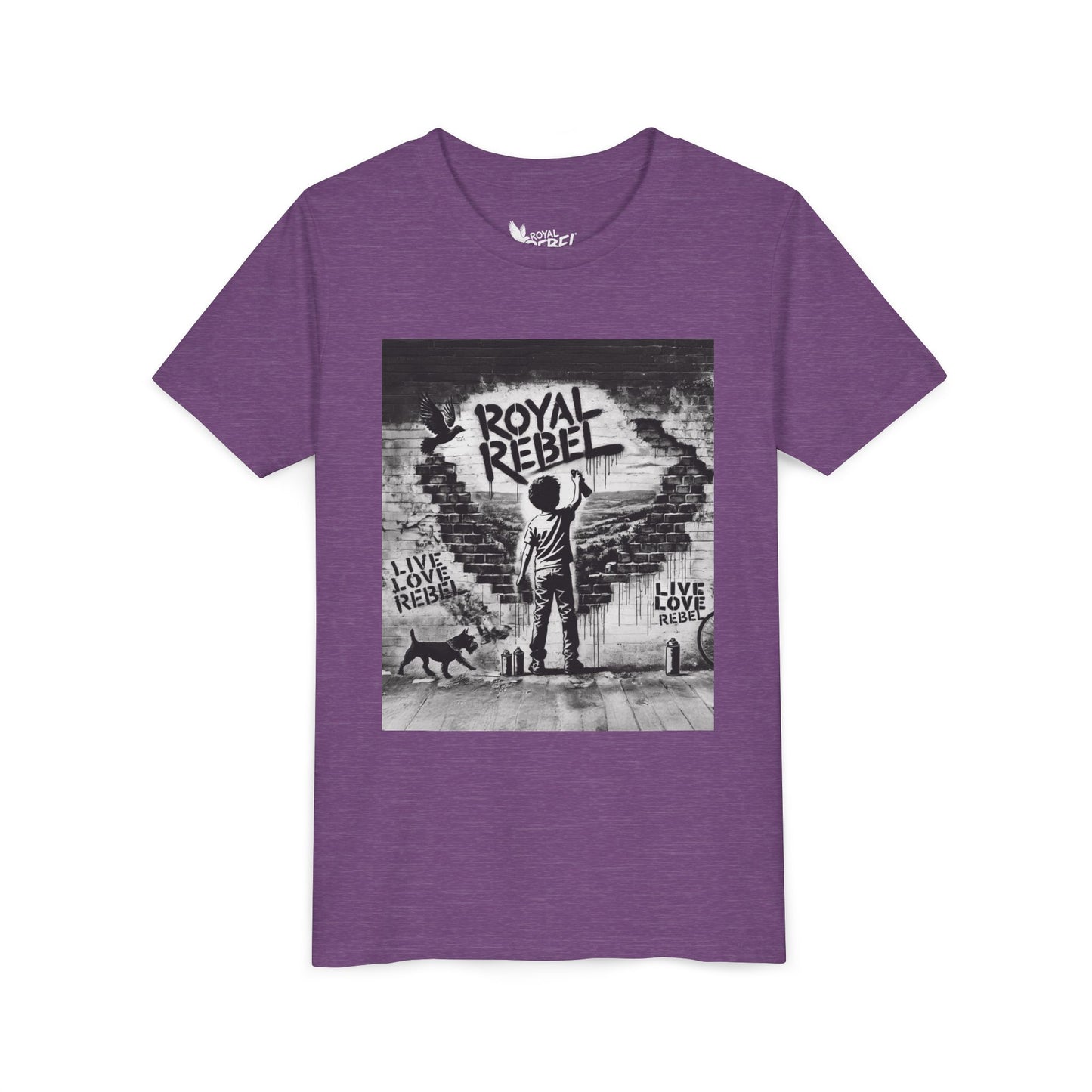 Royal Rebel Graffiti Youth Tee — Kids' Graphic Skate Streetwear T-Shirt