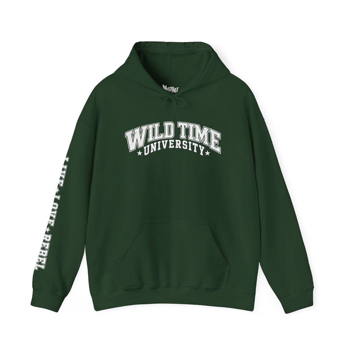 Wild Time™ University Unisex Hoodie - College Inspired Graphic Sweatshirt for the Rebel at Heart