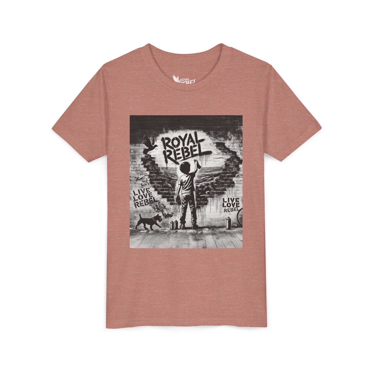 Royal Rebel Graffiti Youth Tee — Kids' Graphic Skate Streetwear T-Shirt