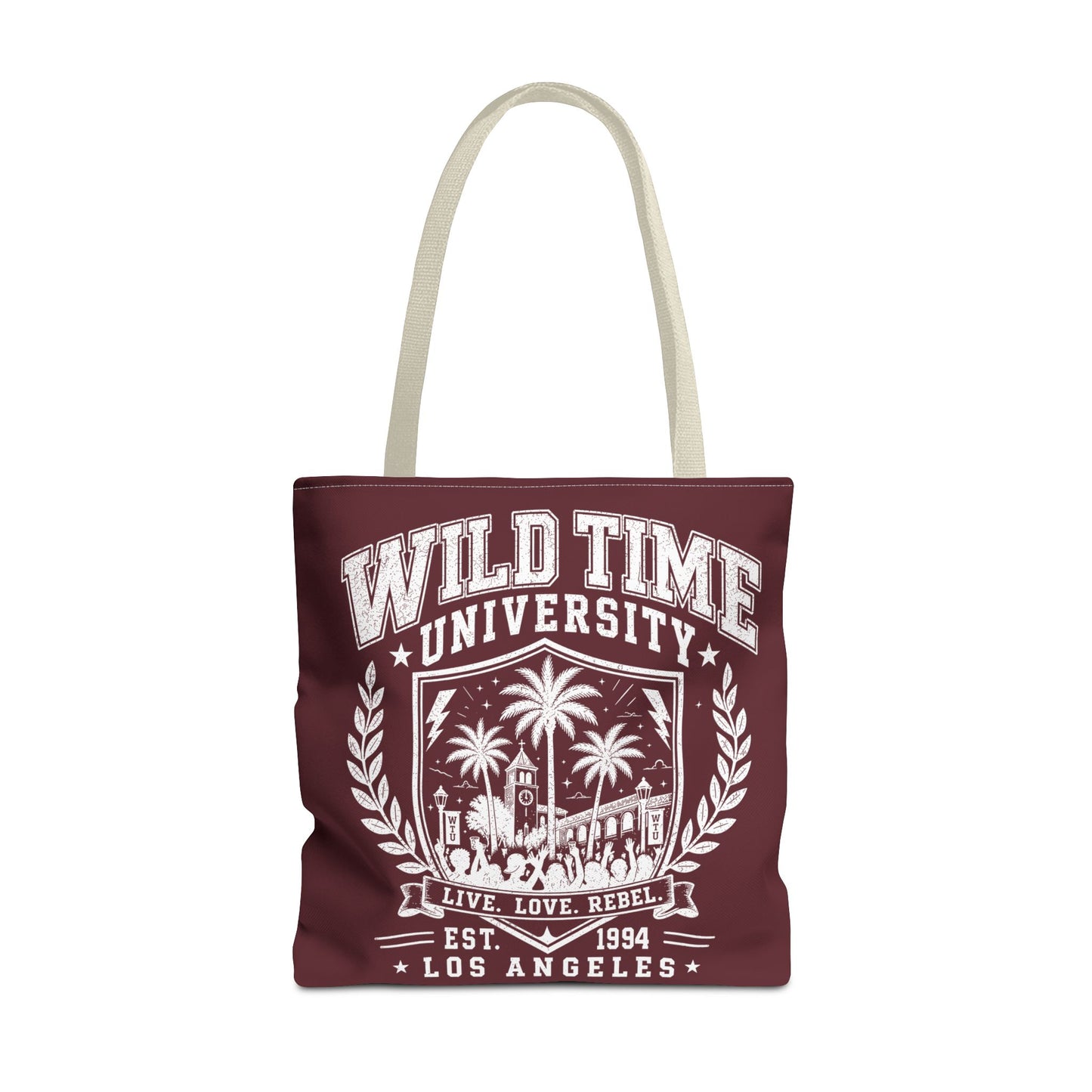 Wild Time™ University Tote Bag — Vintage Los Angeles Palm Crest Canvas Tote