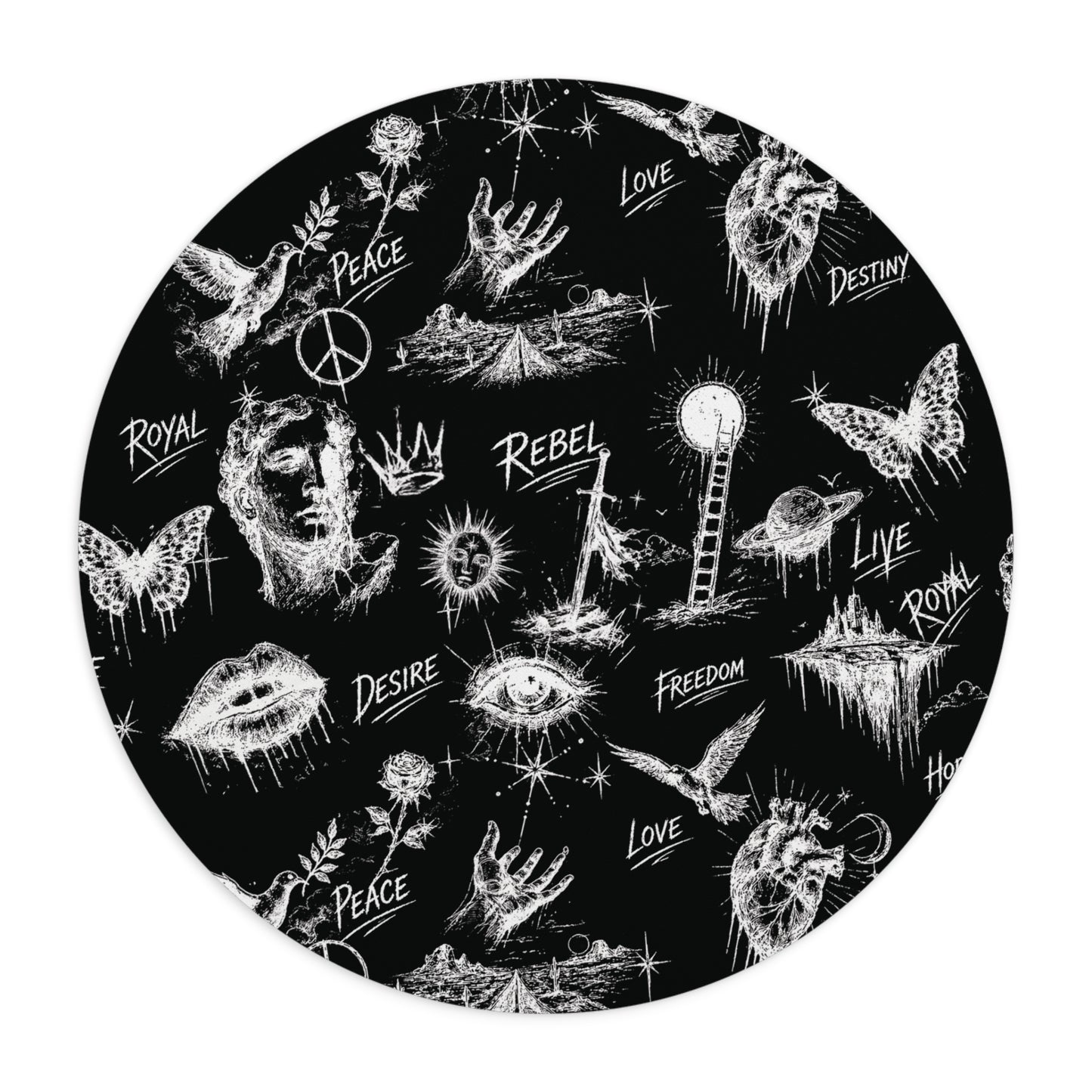 Rebel Sketch Black Mouse Pad - Stylish & Durable