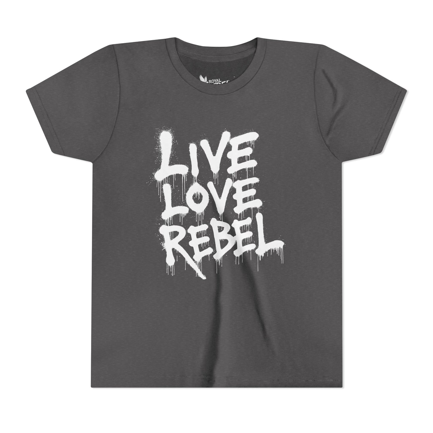 Live Love Rebel Youth Tee — Kids' Graphic Spray Paint Design