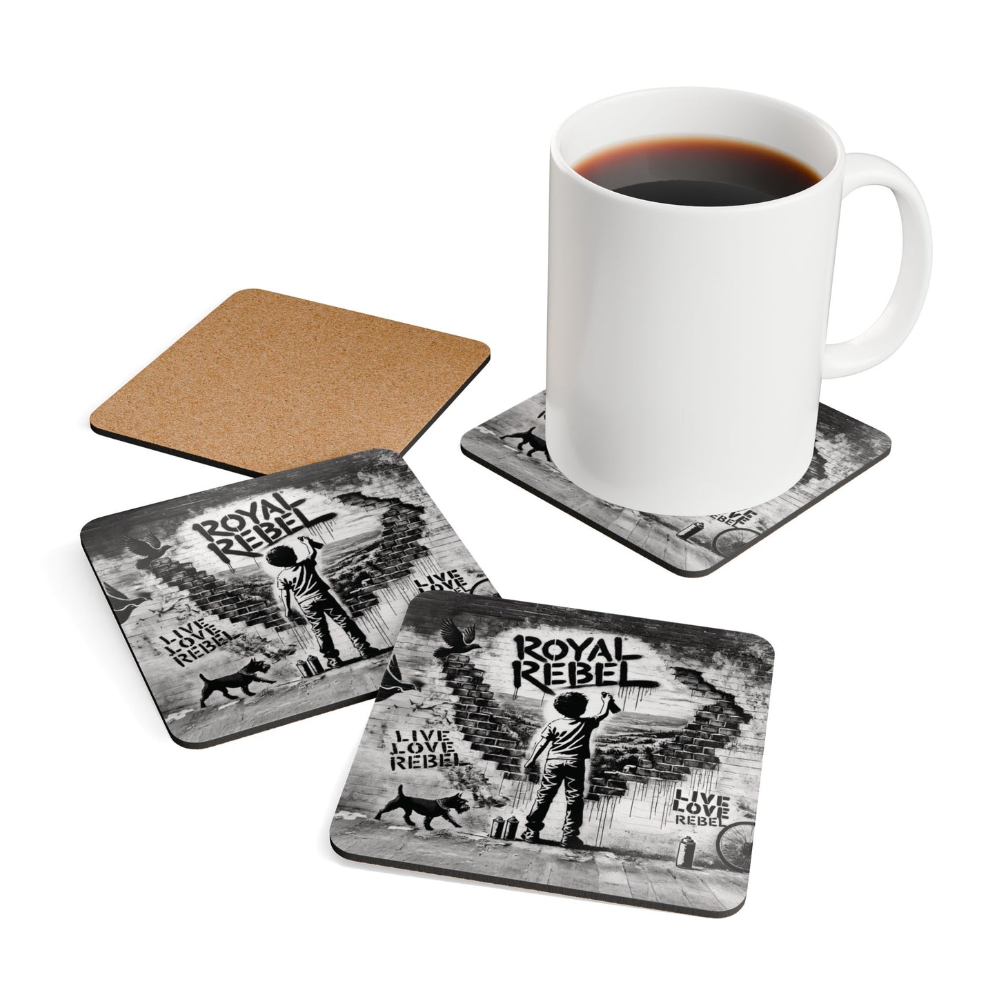 Royal Rebel- 4 Piece Cork Coaster Set