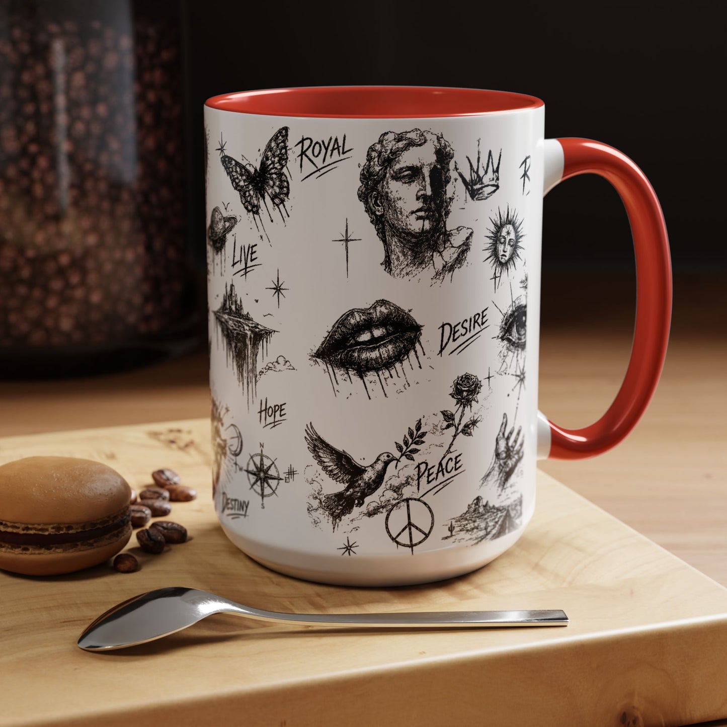 Rebel Sketch Accent Coffee Mug - Bold Statement Drinkware for Coffee Lovers