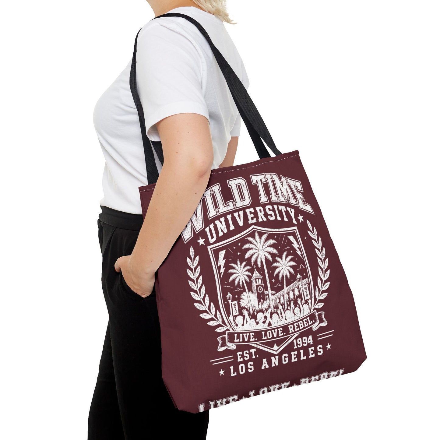 Wild Time™ University Tote Bag — Vintage Los Angeles Palm Crest Canvas Tote