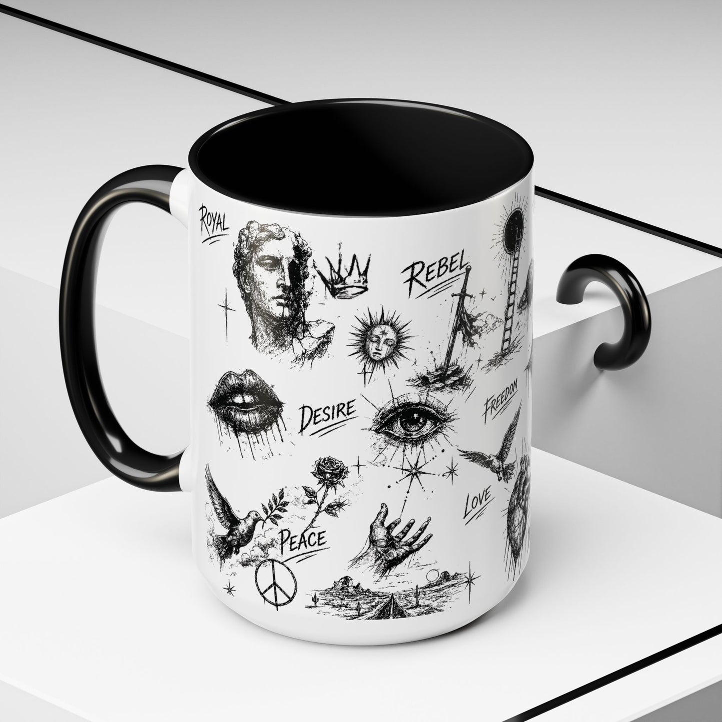 Rebel Sketch Accent Coffee Mug - Bold Statement Drinkware for Coffee Lovers