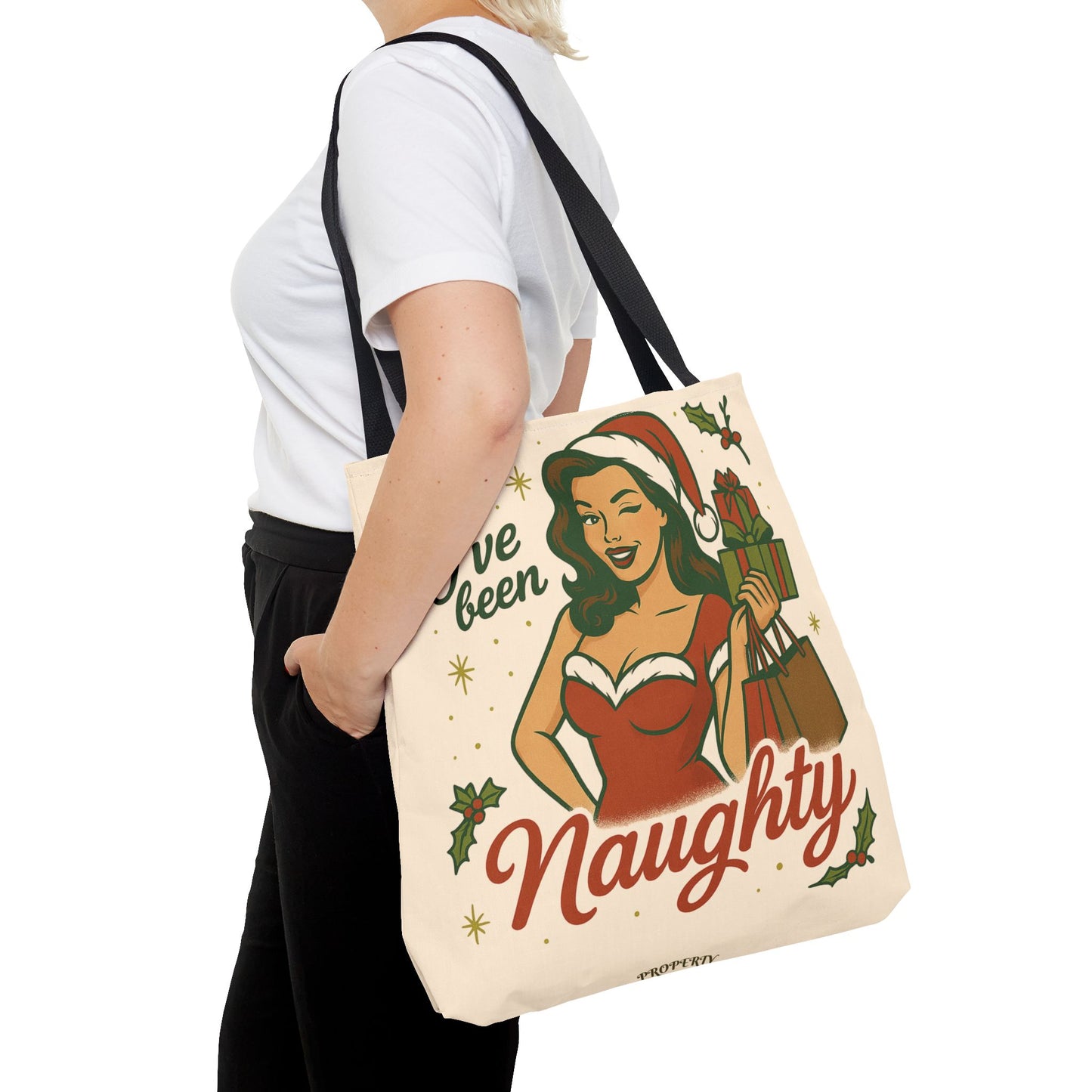 "I've Been Naughty" and "Keep Calm and Shop On" - 2 Printed Sided Holiday Tote Bag -