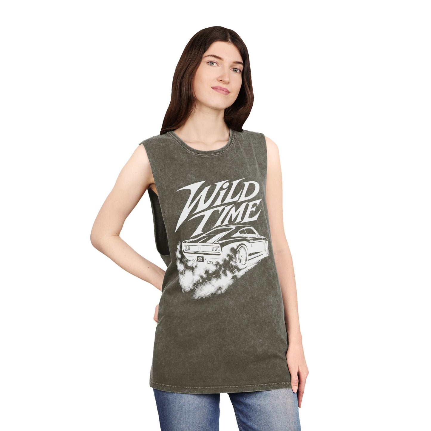 Wild Time™ Muscle Car - Unisex Stonewash Tank