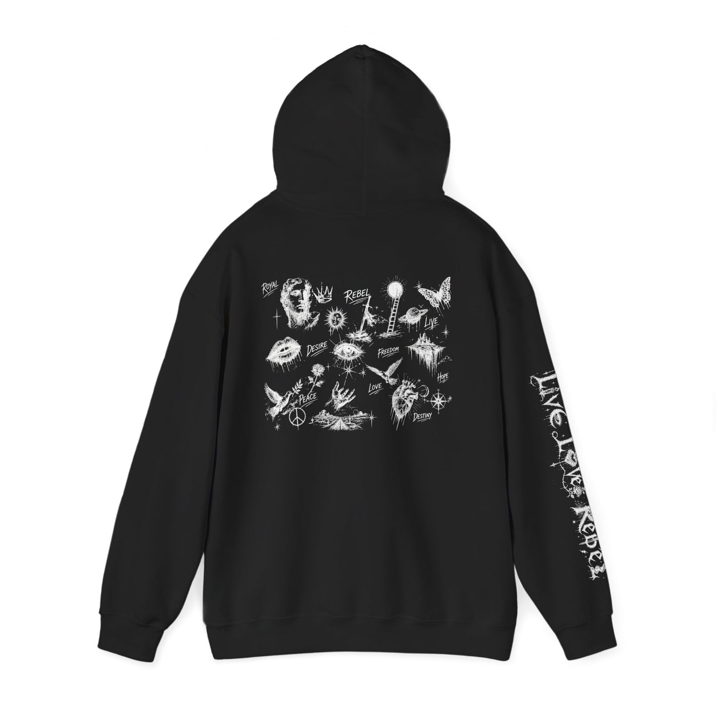 Royal Rebel® Ethereal Sketch Hoodie - Edgy Unisex Hoodie for Creative Minds