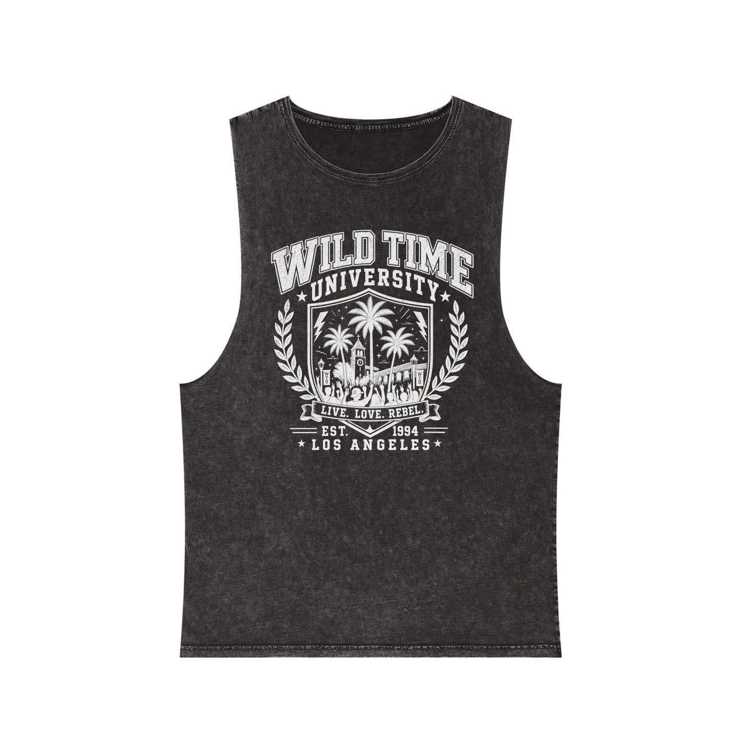 Wild Time™ University" Stonewashed Tank - College Inspired Graphic Sweatshirt for the Rebel at Heart