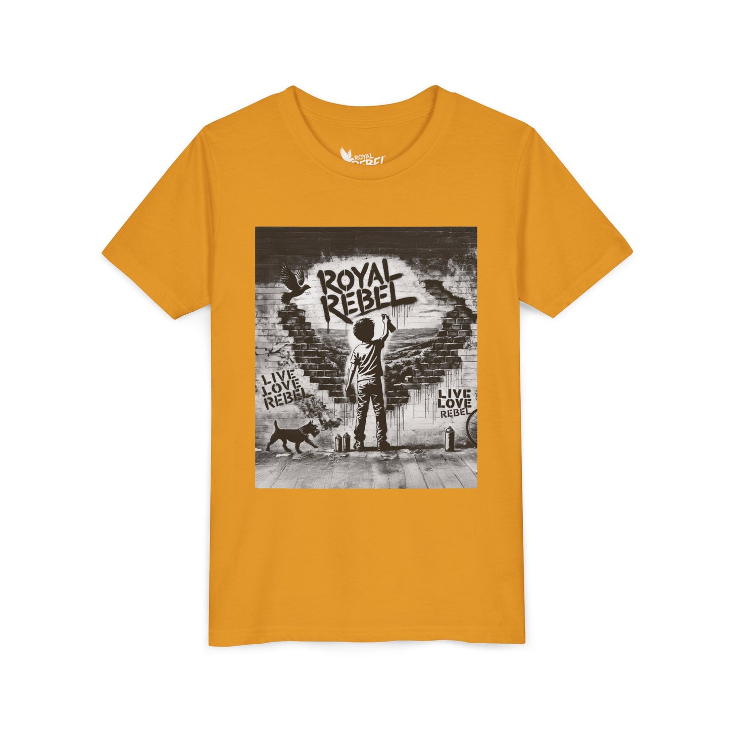 Royal Rebel Graffiti Youth Tee — Kids' Graphic Skate Streetwear T-Shirt