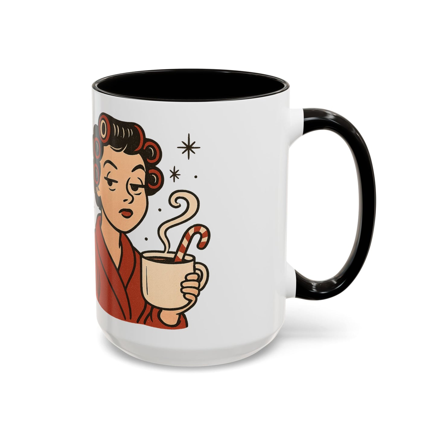 Festive Holiday Mug - "Resting Brew Face" Lady in Curlers