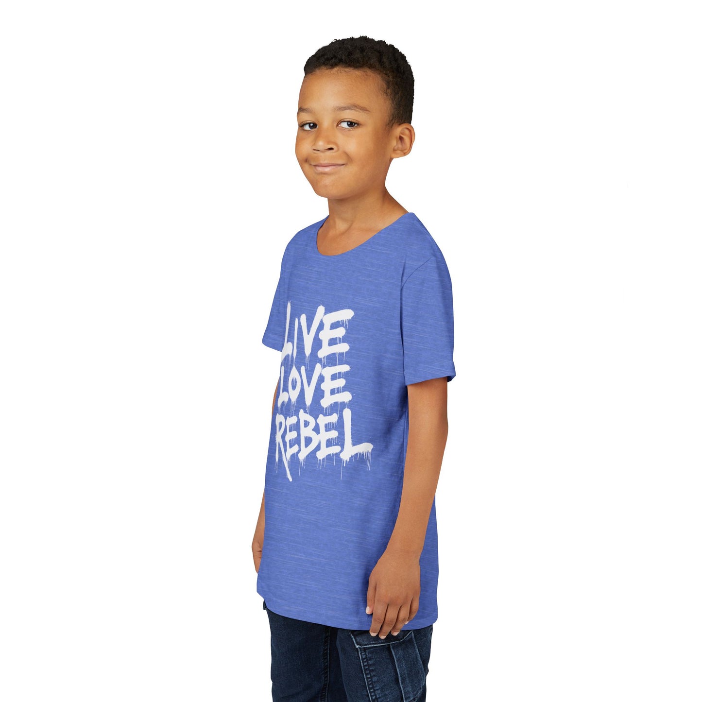 Live Love Rebel Youth Tee — Kids' Graphic Spray Paint Design