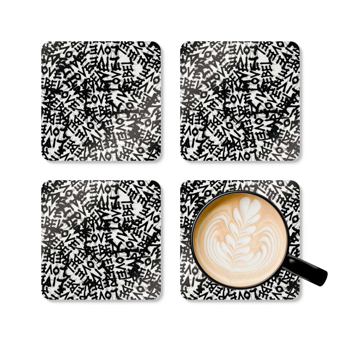 Live Love Rebel- 4 Piece Cork Coaster Set