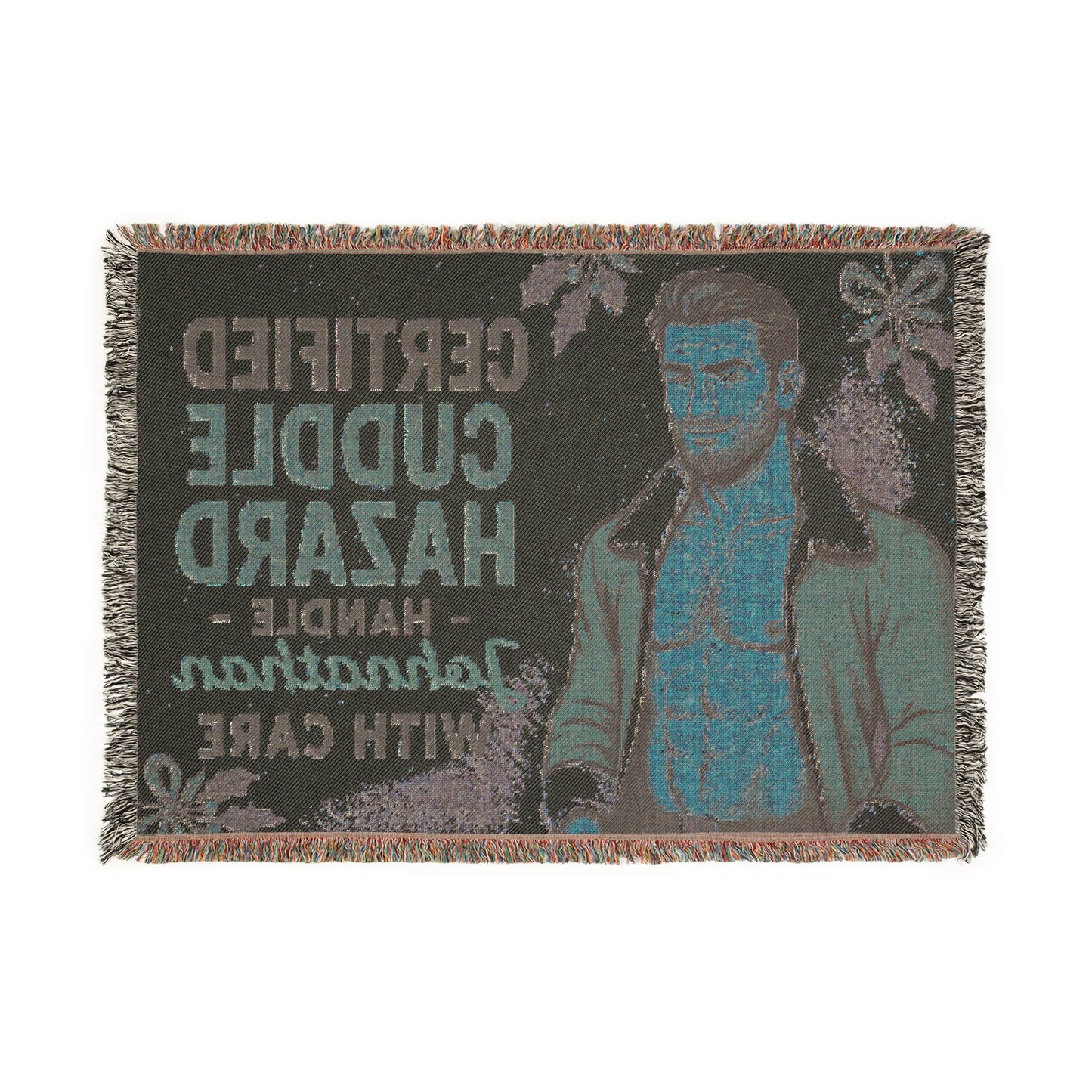 Personalized Name Holiday Woven Blanket - Certified Cuddle Hazard - Handle With Care