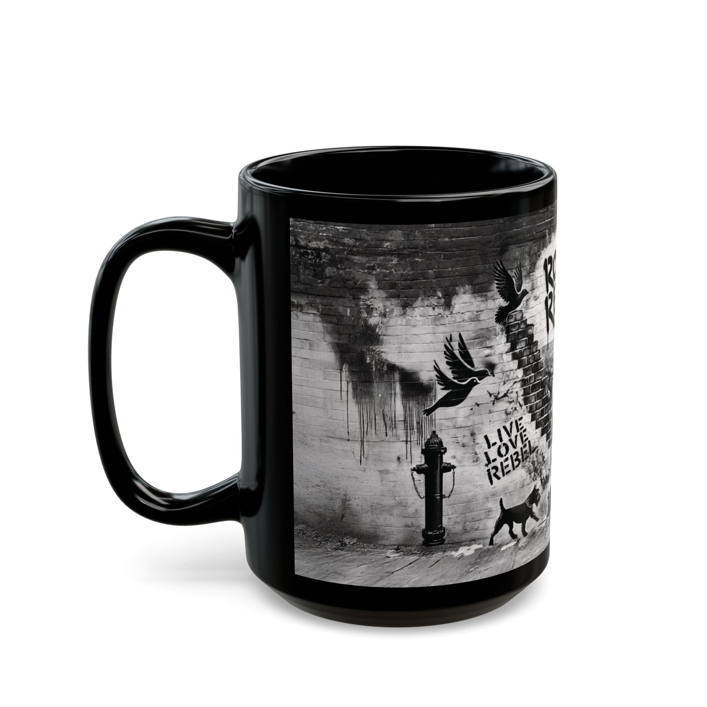 Royal Rebel® Black Mug - 15oz, Live Love Rebel™ Design