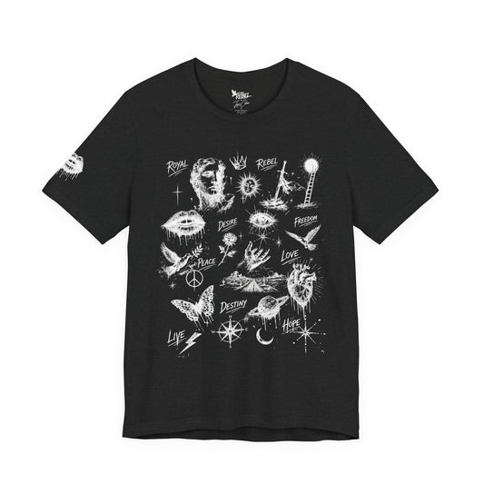 Rebel Sketch Tee - Edgy Unisex Jersey Tee for Rebel Minds