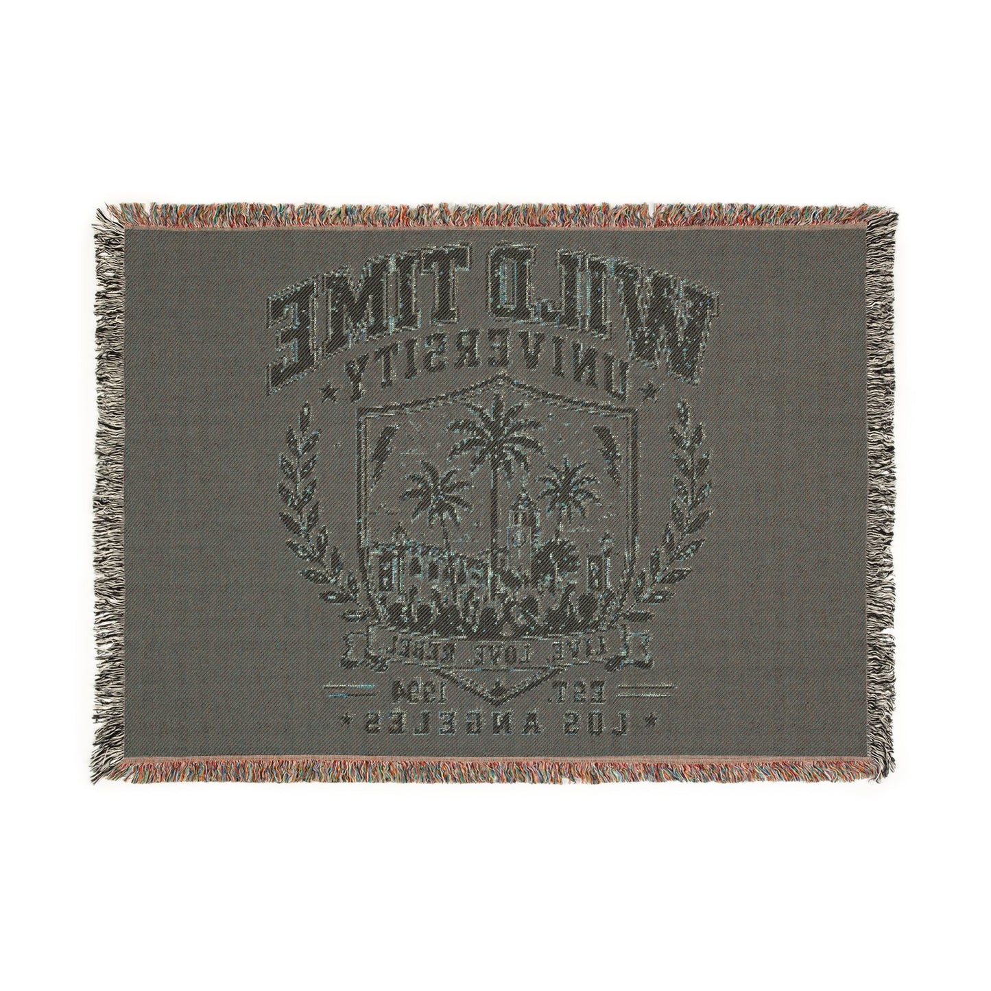 Wild Time™ University" Woven Blanket - Cozy Art for the Bold Soul