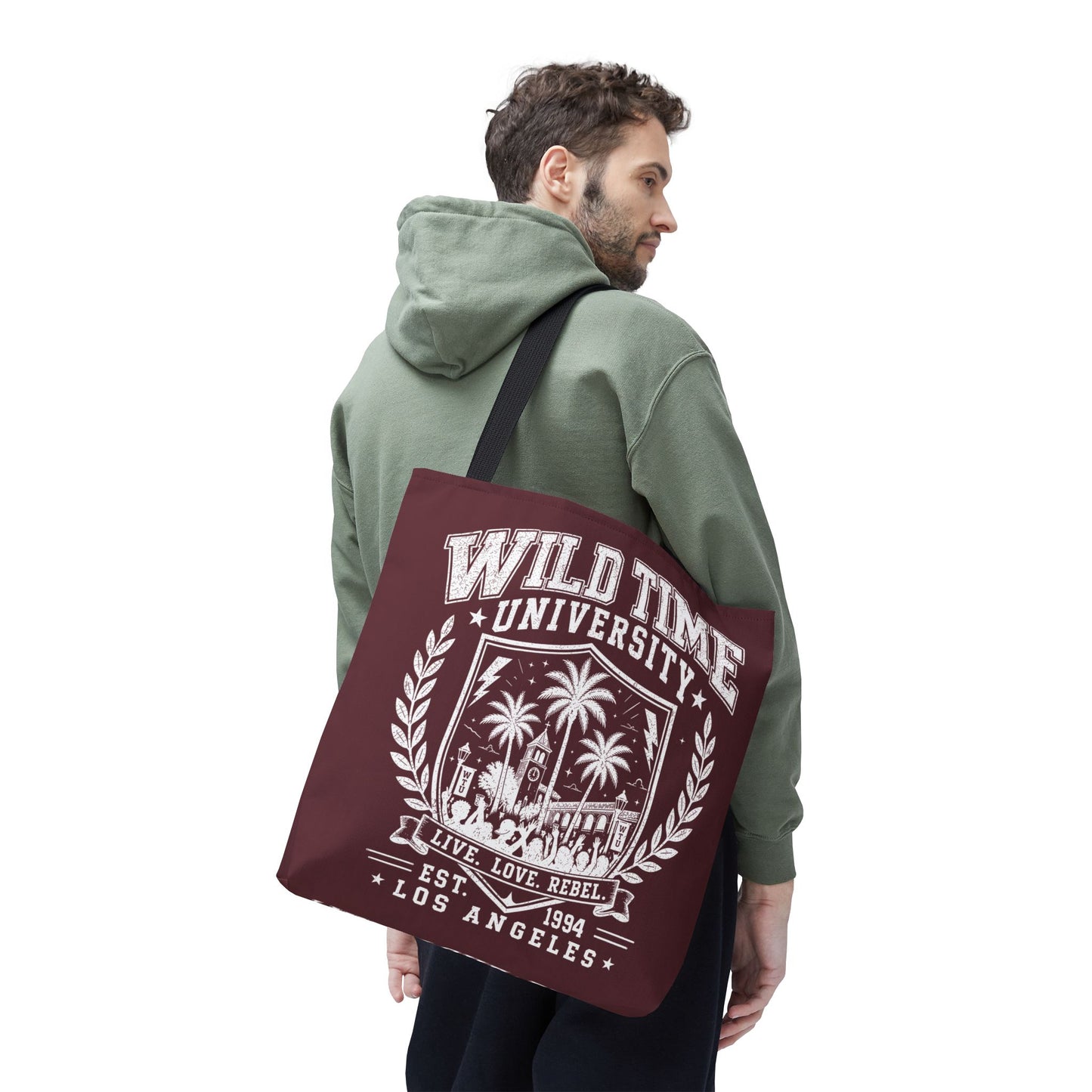 Wild Time™ University Tote Bag — Vintage Los Angeles Palm Crest Canvas Tote