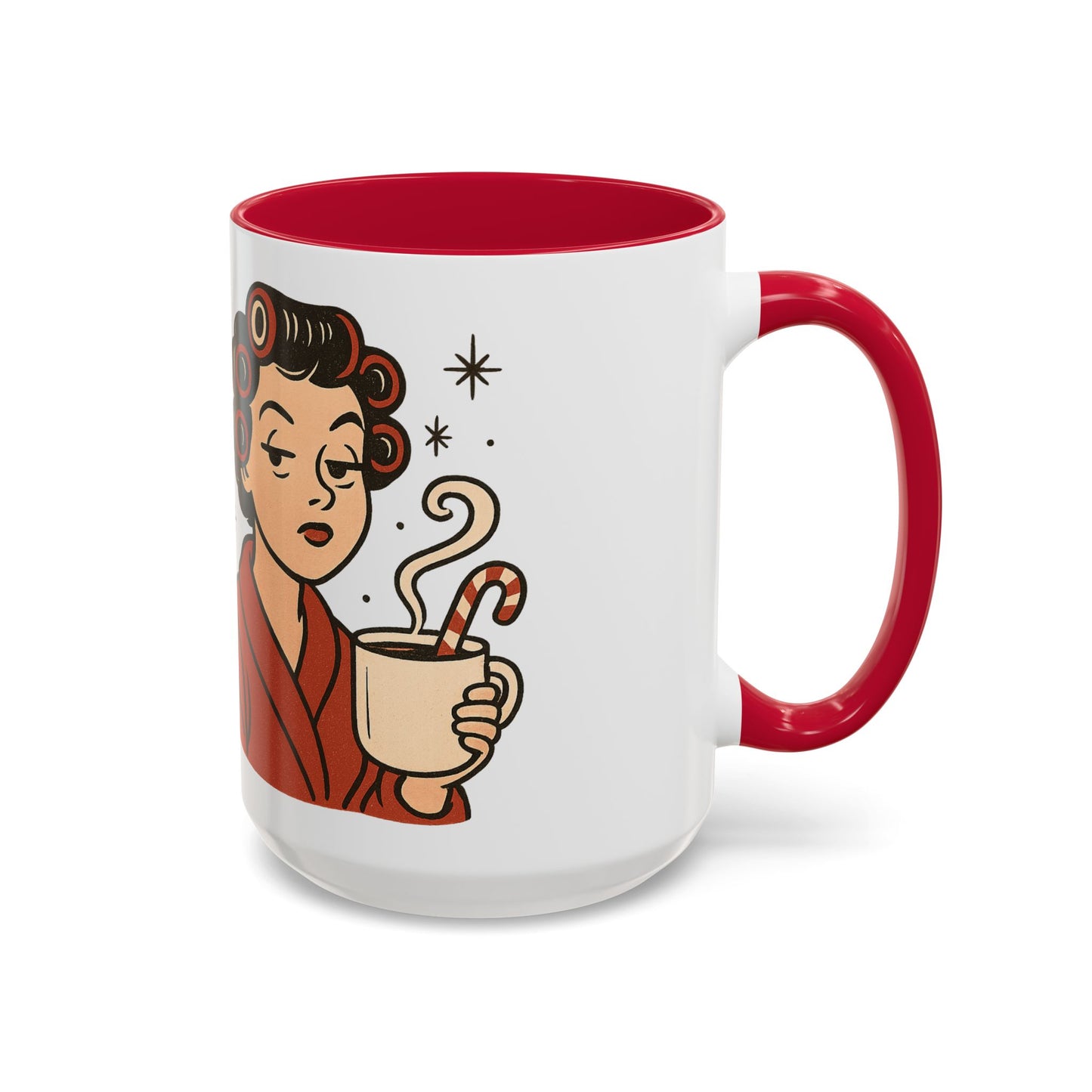 Festive Holiday Mug - "Resting Brew Face" Lady in Curlers