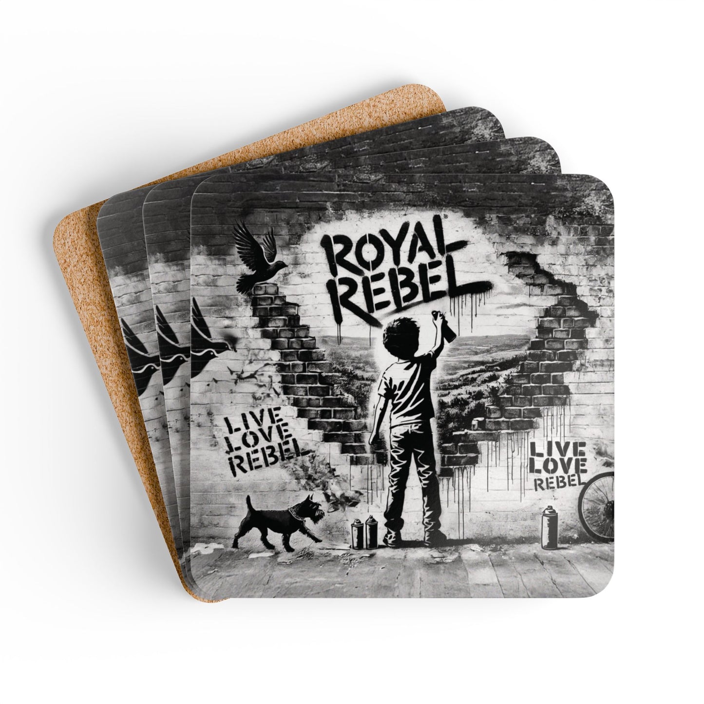 Royal Rebel- 4 Piece Cork Coaster Set
