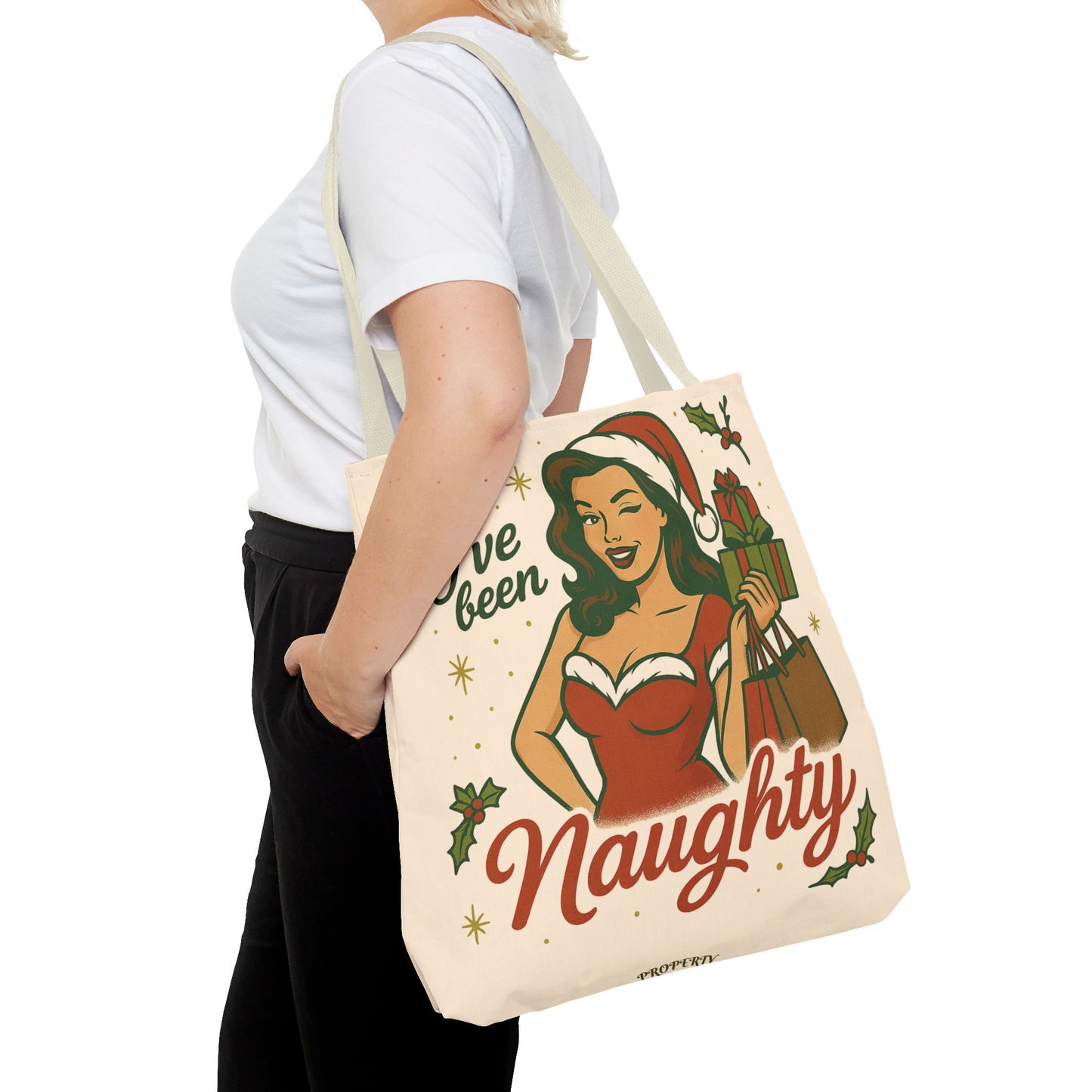 "I've Been Naughty" and "Keep Calm and Shop On" - 2 Printed Sided Holiday Tote Bag -