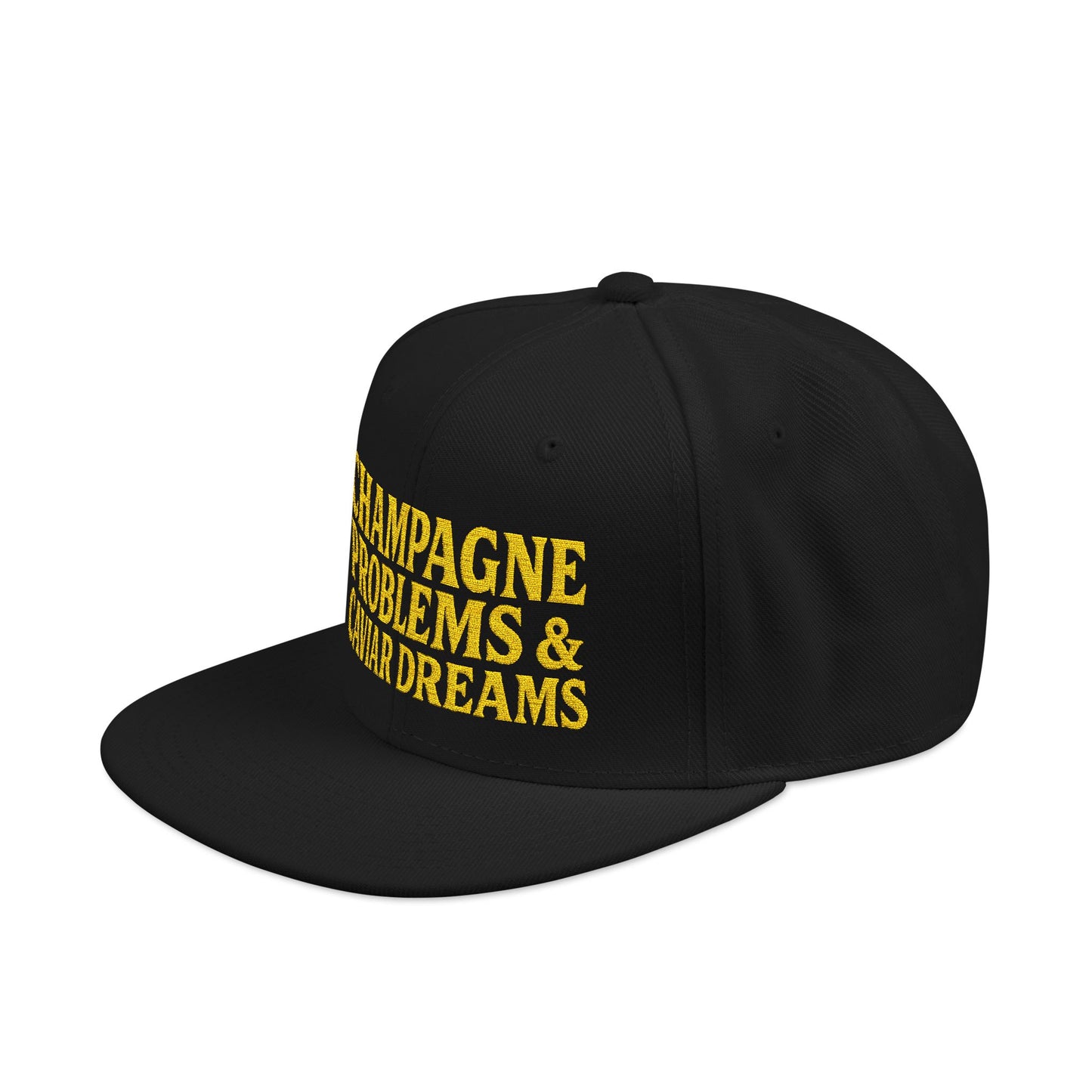 Embroidered Snapback Hat — "Champagne Problems & Caviar Dreams" Streetwear Cap