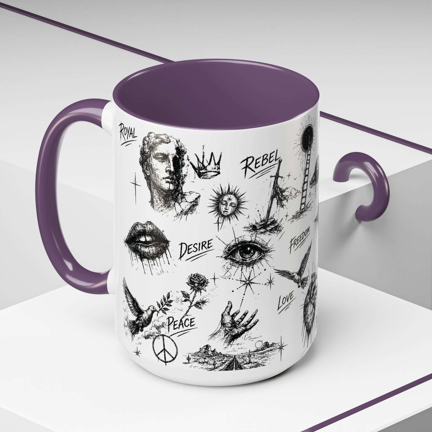 Rebel Sketch Accent Coffee Mug - Bold Statement Drinkware for Coffee Lovers