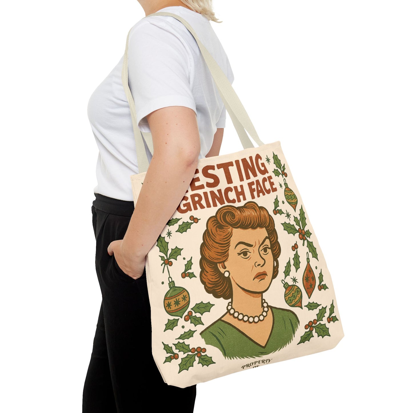 2 Printed Sided Holiday Tote Bag - "Resting Grinch Face & All I want for Christmas is a bigger Trunk"