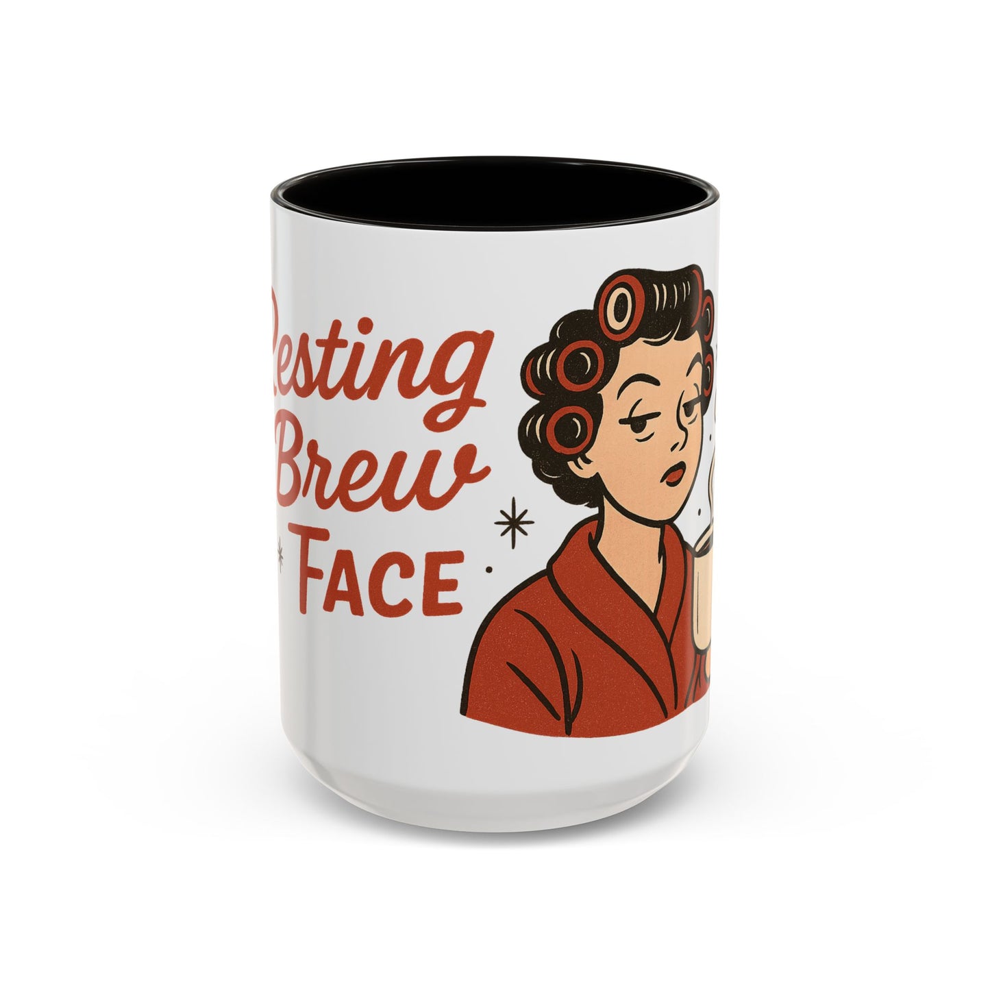 Festive Holiday Mug - "Resting Brew Face" Lady in Curlers