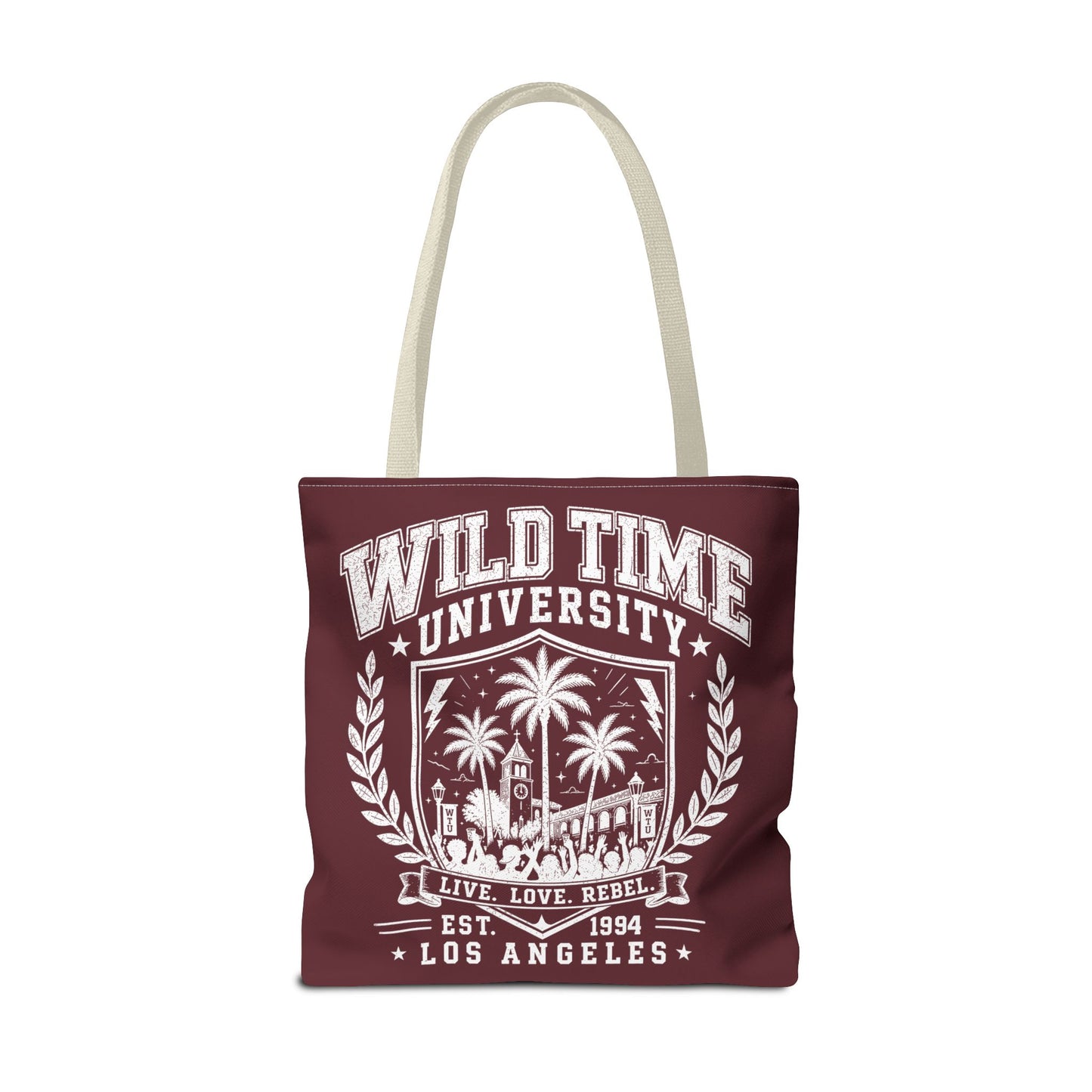 Wild Time™ University Tote Bag — Vintage Los Angeles Palm Crest Canvas Tote