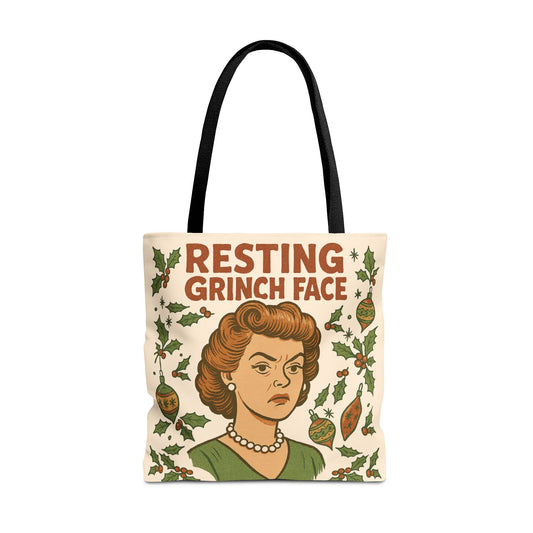 2 Printed Sided Holiday Tote Bag - "Resting Grinch Face & All I want for Christmas is a bigger Trunk"