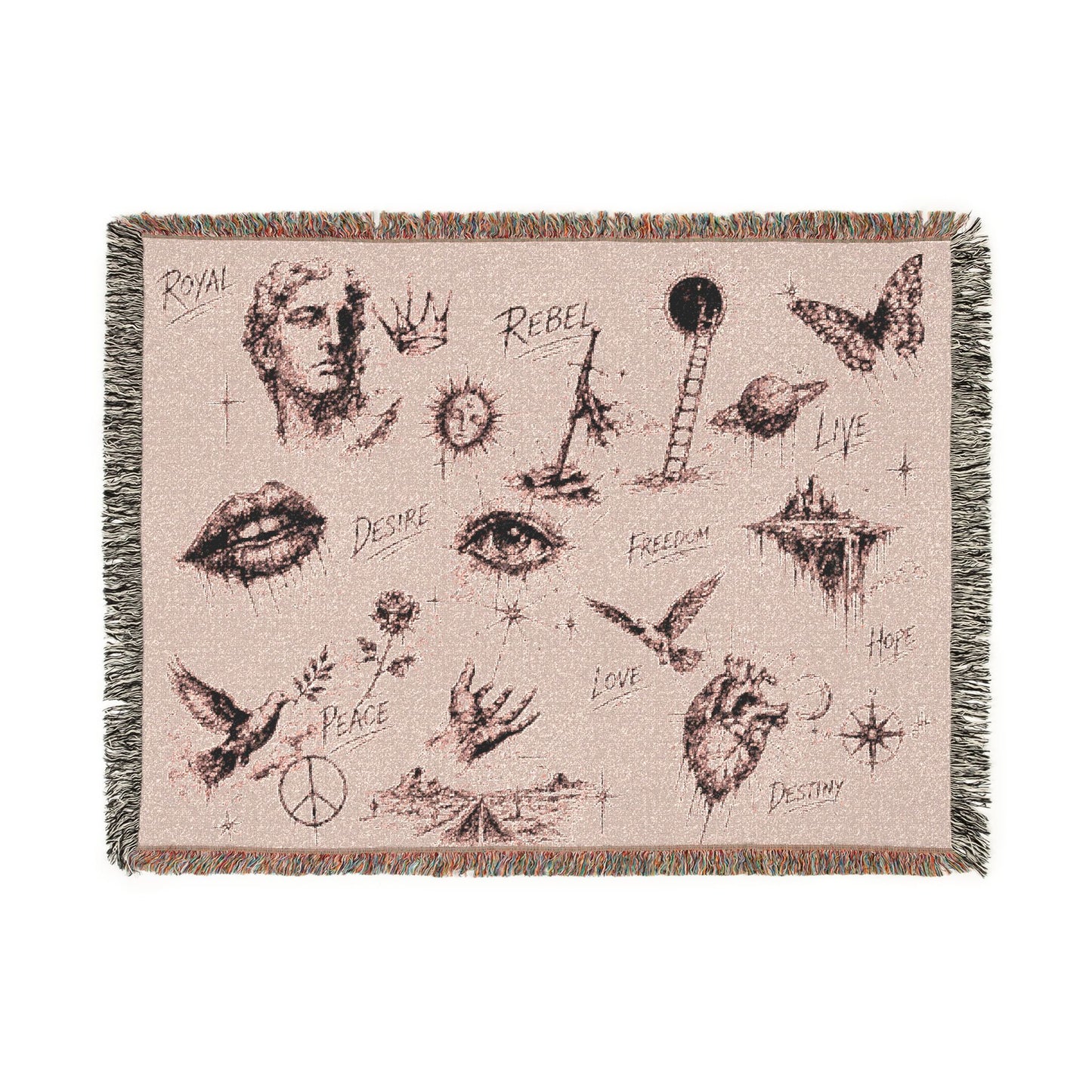 Rebel Sketch Woven Blanket - Cozy Art for the Bold Soul