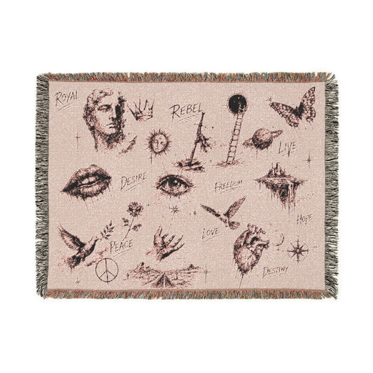 Rebel Sketch Woven Blanket - Cozy Art for the Bold Soul