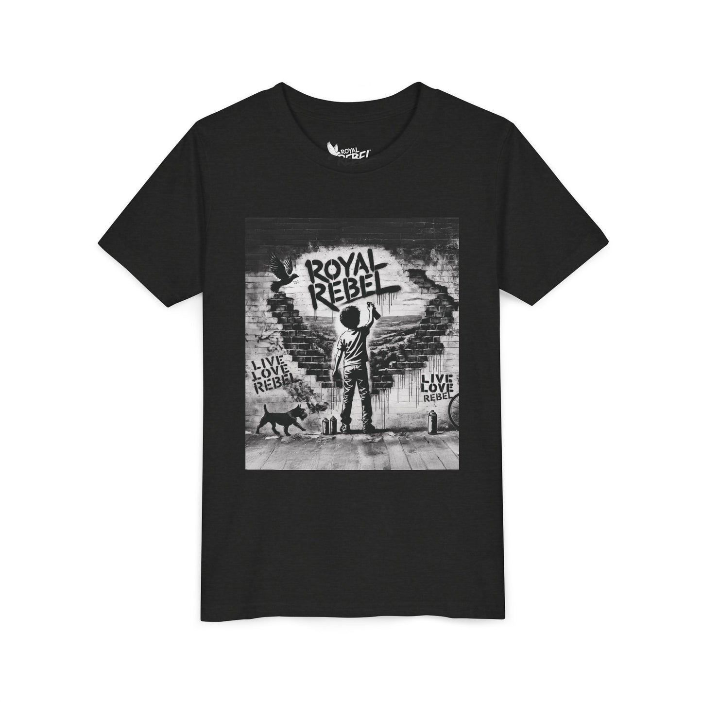 Royal Rebel Graffiti Youth Tee — Kids' Graphic Skate Streetwear T-Shirt