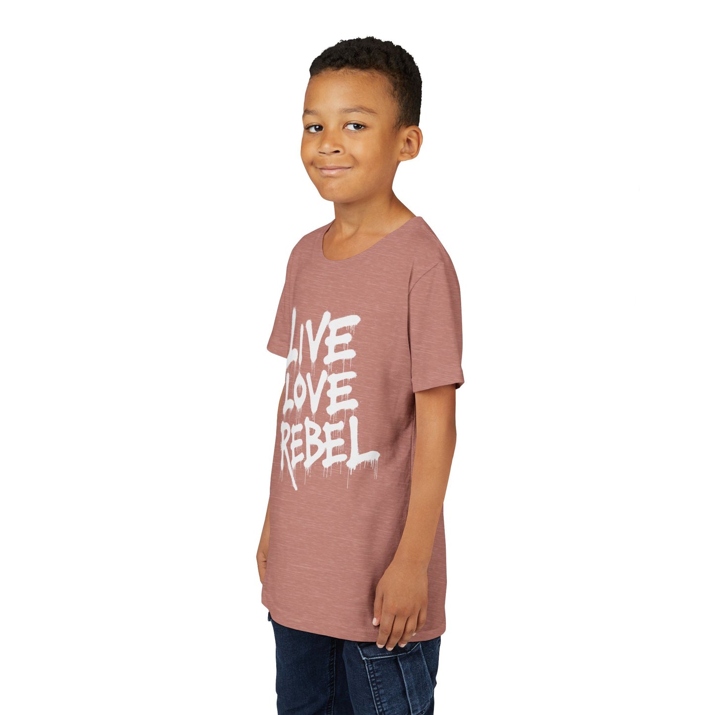 Live Love Rebel Youth Tee — Kids' Graphic Spray Paint Design